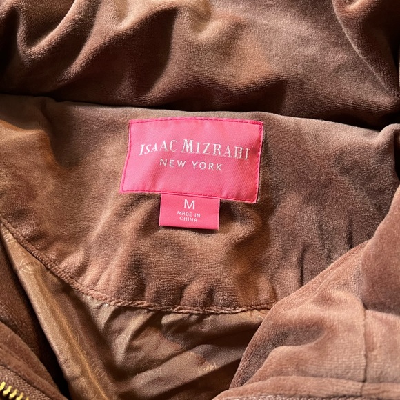 ISAAC MIZRAHI Velvet Dusty Mauve/Brown Puffer Jacket Sz M - Picture 3 of 4